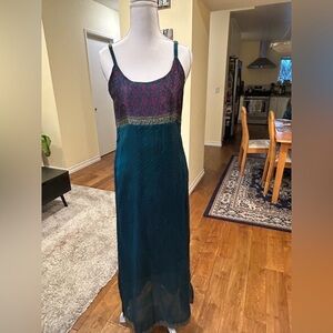 Chic Teal and Purple Maxi Dress